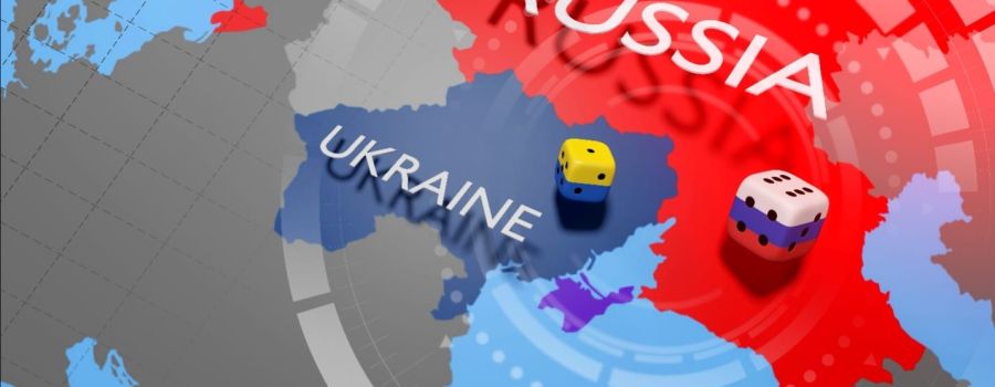 Ukraine and Russia photo with dice
